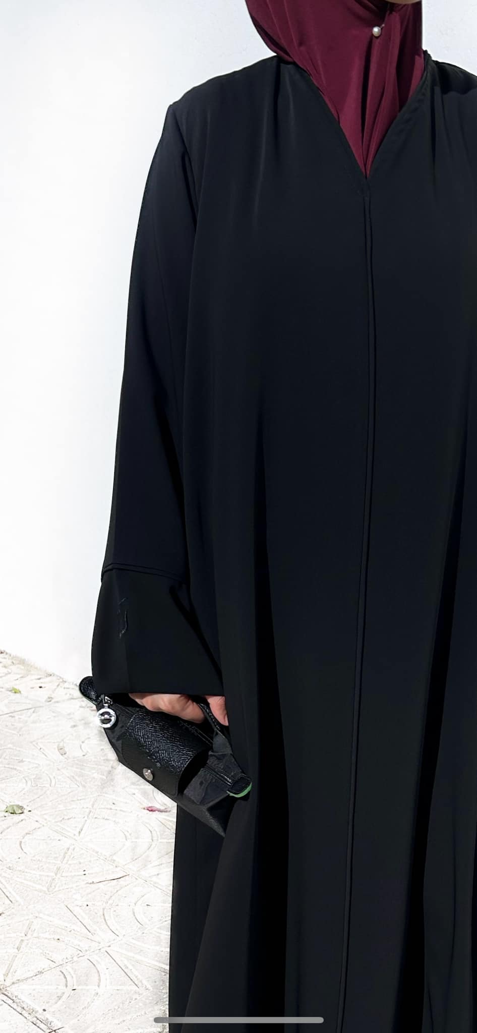 ~Husna~ Embroidered Crepe Abaya - Black -