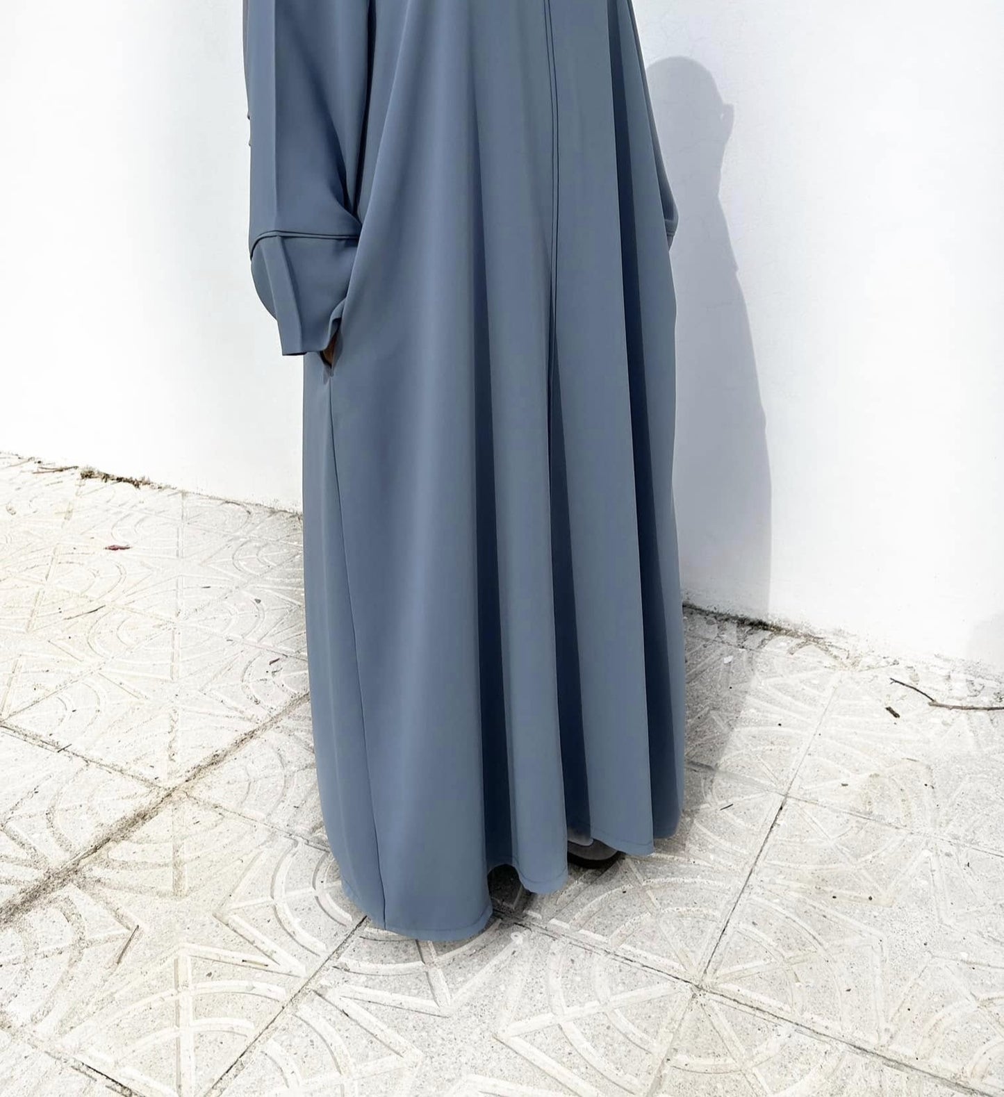 ~Husna~ Embroidered Crepe Abaya - Grey -