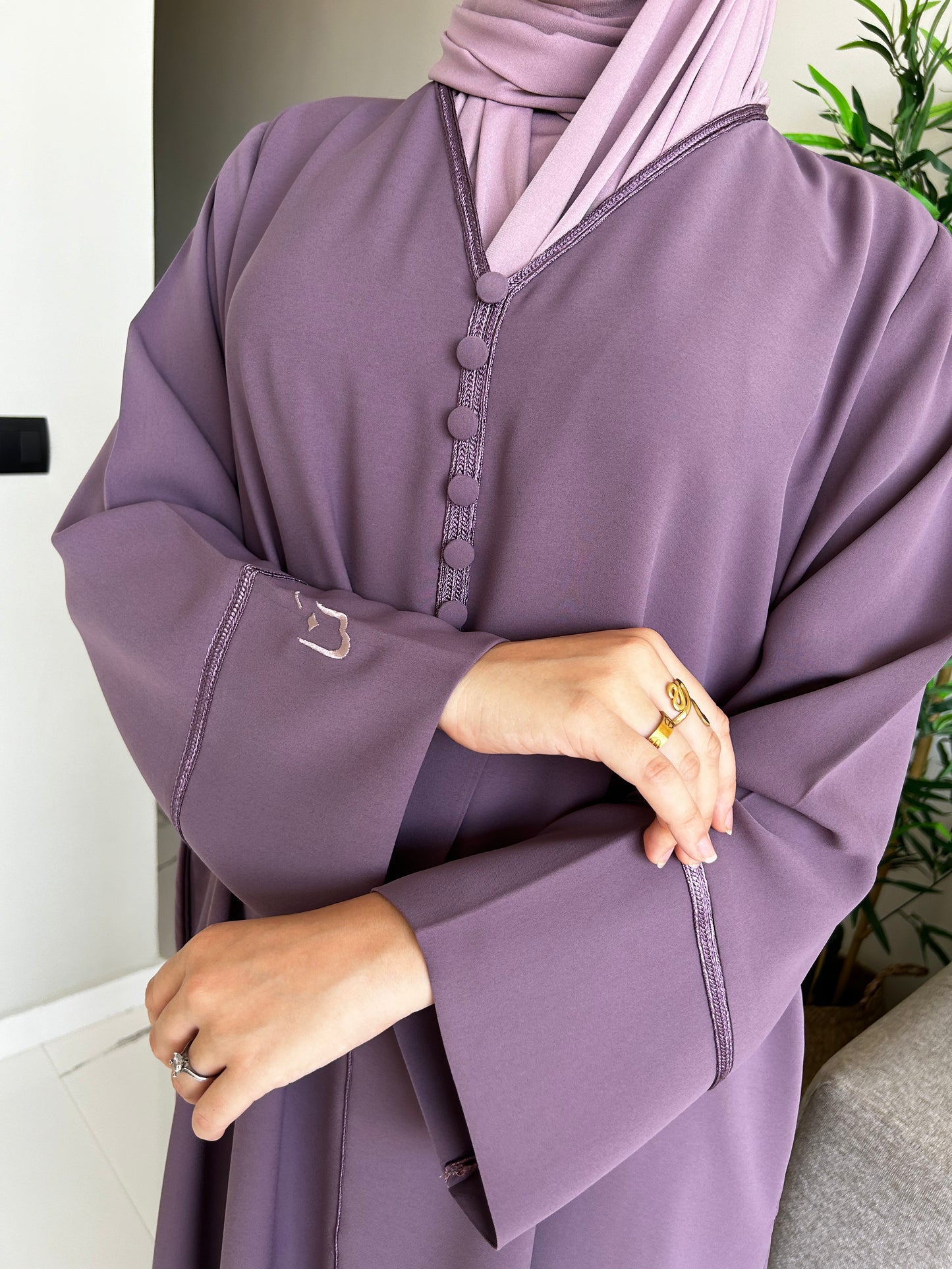 Abaya with Moroccan detailing ~lavender~