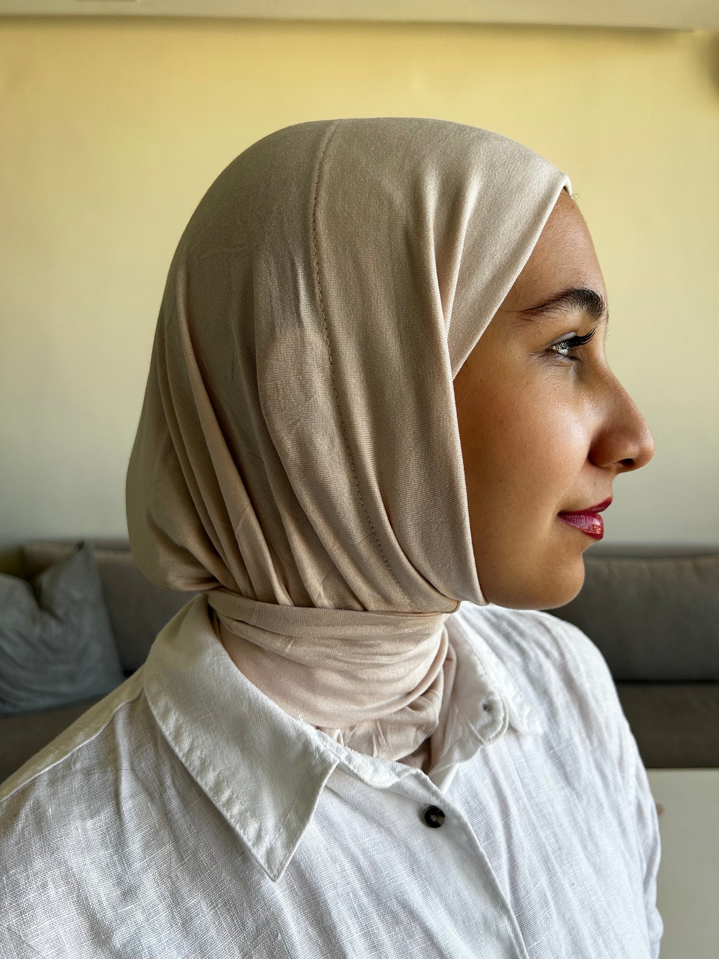 Instant Hijab cotton ~beige~