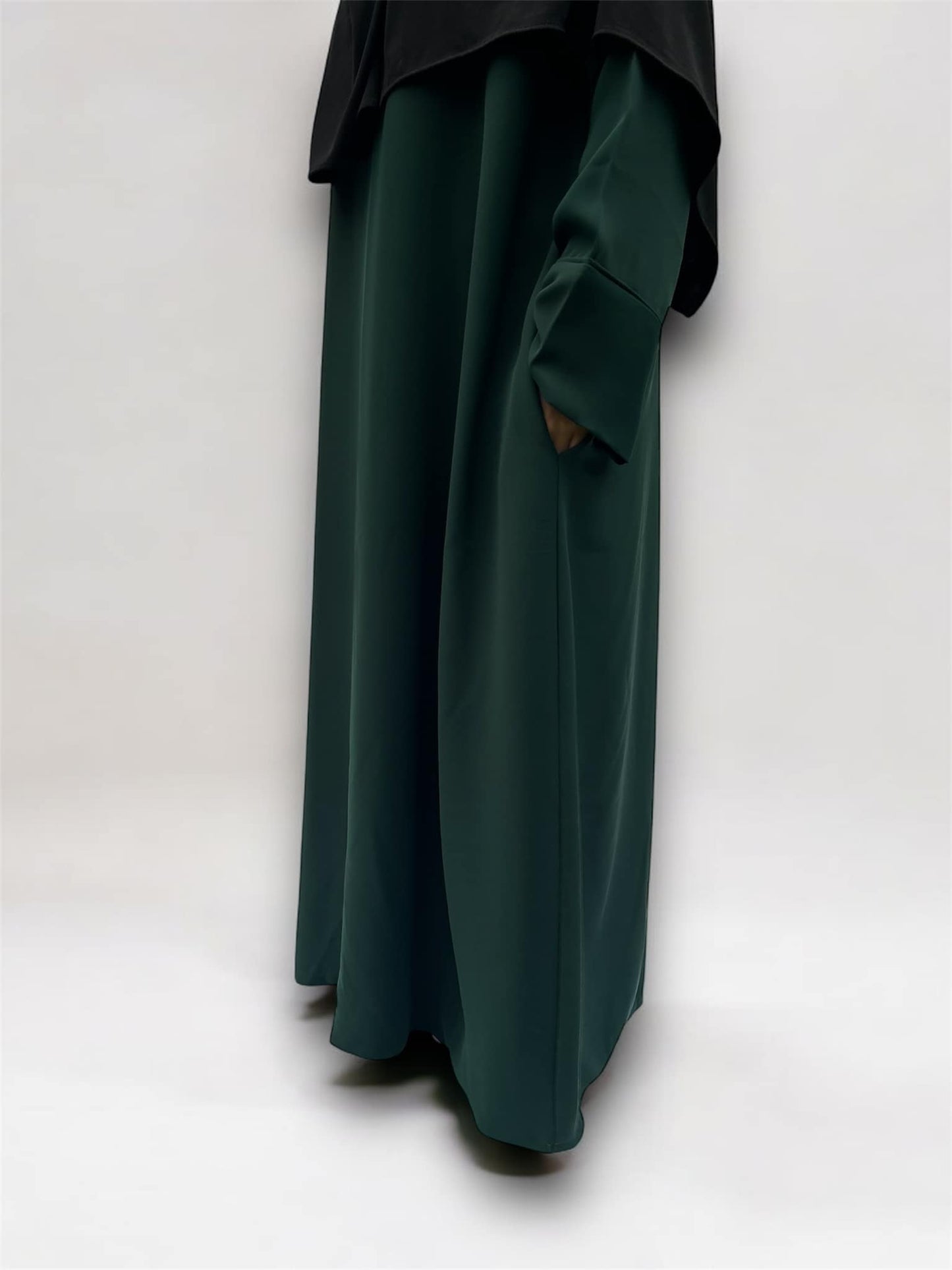 Premium Crepe Classic Abaya -Royal Dark Green-
