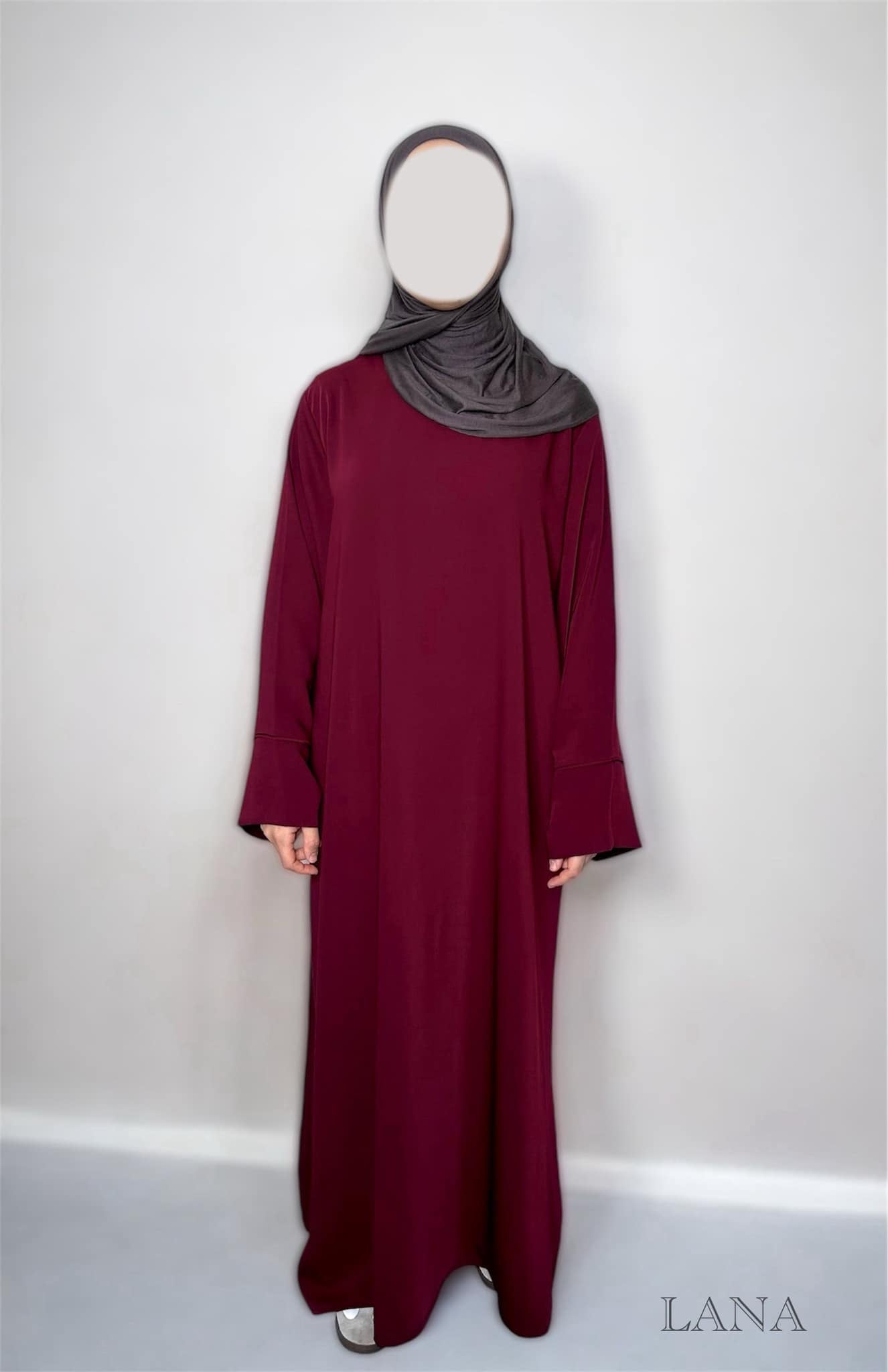 Premium Crepe Classic Abaya - Burgundy -