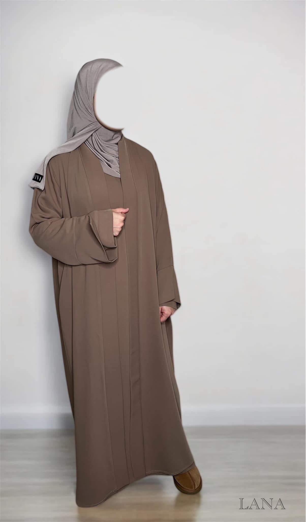 Split sleeve - Premium Crepe Classic Abaya - Brown-