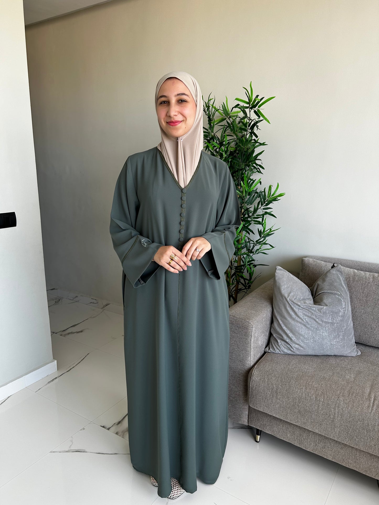 Abaya with Moroccan detailing ~sage green~