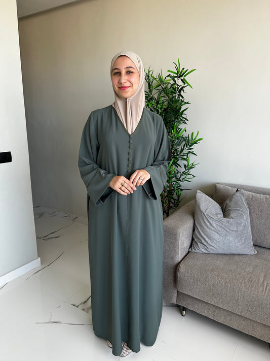 Abaya with Moroccan detailing ~sage green~